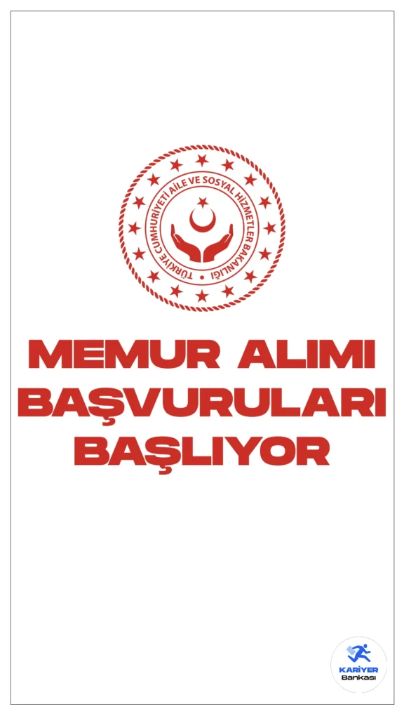 Aile ve Sosyal Hizmetler Bakanlığı 20 Memur Alımı Başvuruları Başlıyor.Cumhurbaşkanlığı Strateji ve Bütçe Başkanlığı Kamu İlan sayfasında yayımlanan duyuruda,”Rehberlik ve Teftiş Başkanlığında istihdam edilmek üzere Genel İdare Hizmetleri sınıfından münhal Müfettiş Yardımcılığı kadrolarına Hukuk, Siyasal Bilgiler, İktisat, İşletme, İktisadi ve İdari Bilimler Fakülteleri mezunları (birinci grup) arasından on sekiz (18), Sosyal Hizmet, Rehberlik ve Psikolojik Danışmanlık, Çocuk Gelişimi, Psikoloji, Sosyoloji alanlarında en az dört yıl eğitim veren bölüm mezunları (ikinci grup) arasından iki (2) olmak üzere giriş sınavı ile yirmi (20) Aile ve Sosyal Hizmetler Müfettiş Yardımcısı alınacaktır.” ifadeleri yer aldı.