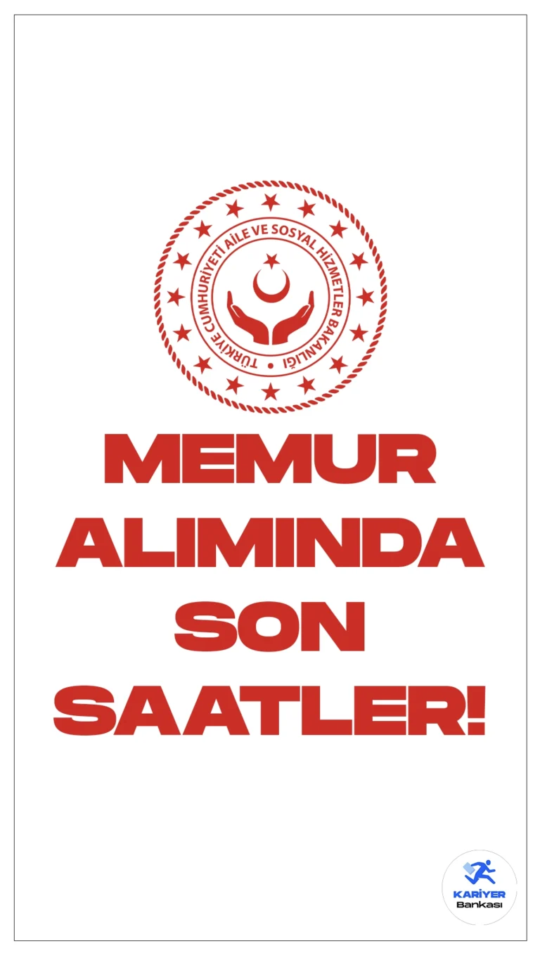 Aile ve Sosyal Hizmetler Bakanlığı (ASHB) 20 Memur Alımında Son Saatler!Cumhurbaşkanlığı Strateji ve Bütçe Başkanlığı Kamu İlan sayfasında yayımlanan duyuruda,”Rehberlik ve Teftiş Başkanlığında istihdam edilmek üzere Genel İdare Hizmetleri sınıfından münhal Müfettiş Yardımcılığı kadrolarına Hukuk, Siyasal Bilgiler, İktisat, İşletme, İktisadi ve İdari Bilimler Fakülteleri mezunları (birinci grup) arasından on sekiz (18), Sosyal Hizmet, Rehberlik ve Psikolojik Danışmanlık, Çocuk Gelişimi, Psikoloji, Sosyoloji alanlarında en az dört yıl eğitim veren bölüm mezunları (ikinci grup) arasından iki (2) olmak üzere giriş sınavı ile yirmi (20) Aile ve Sosyal Hizmetler Müfettiş Yardımcısı alınacaktır.” ifadeleri yer alırken, başvuruların bugün (26 Ocak) sona ereceği kaydedildi. Başvuru yapacak adayların genel ve özel şartları taşıması gerekmektedir.