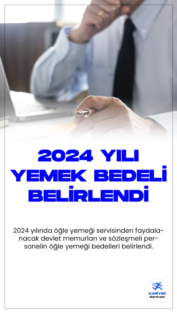 Devlet Memurları 2024 Yılı Yemek Bedelleri Belli Oldu.Hazine ve Maliye Bakanlığı tarafından hazırlanan Devlet Memurları Yiyecek Yardımı Yönetmeliği Uygulama Tebliği, Resmi Gazete'de yer aldı. Bu tebliğle birlikte, 2024 yılında öğle yemeği servisinden faydalanacak devlet memurları ve sözleşmeli personelin öğle yemeği bedelleri belirlendi.