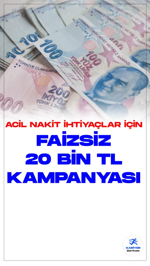İş Bankası'ndan Acil Nakit İhtiyaçlar için Faizsiz 20 Bin TL! İş Bankası sayfası üzerinden yayımlanan kampanya duyurusuna göre, İş Bankası mobil uygulaması üzerinden müşteri olanlara faizsiz 20 bin TL'ye varan taksitli nakit avans fırsatı sunuyor. Kampanya başvuruları 31 Ocak 2024 tarihine kadar sürecek.