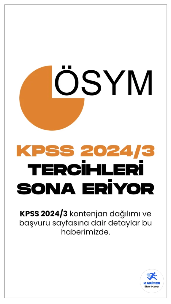 MEB KPSS 2024/3 Tercih İşlemleri Sona Eriyor! Milli Eğitim Bakanlığı (MEB) KPSS 2024/3 ile personel alımı başvurularında sona gelindi. ÖSYM üzerinden yayımlanan KPSS 2024/3 tercih kılavuzuna göre, Milli Eğitim Bakanlığına ön lisans ve lisans mezunlarından olmak üzere 695 personel alımı yapılacak. Başvurular ÖSYM'nin ais.osym.go.tr adresi üzerinden 25 Ocak'ta sona erecek. Başvuru yapacak adayların belirtilen şartları ve nitelik kodlarını dikkatle incelemesi gerekmektedir.