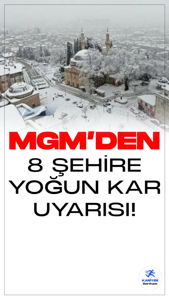 Meteoroloji, 8 İl İçin "Sarı" Kodla Uyarıda Bulundu.Meteoroloji Genel Müdürlüğü, beklenen yoğun kar yağışı nedeniyle 8 il için dikkat çeken bir uyarıda bulundu. İşte Meteoroloji'nin uyardığı o iller: Bilecik, Bolu, Bursa, Çanakkale, Düzce, Kocaeli, Sakarya, Yalova.
