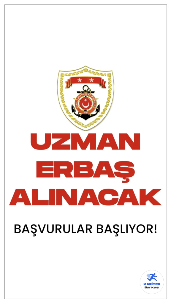 Sahil Güvenlik Komutanlığı 600 Uzman Erbaş Alımı Başvuruları Başlıyor.Resmi Gazete’de yayımlanan duyuruda, Sahil Güvenlik Komutanlığına en az lise mezunu olmak üzere uzman erbaş alımı yapılacağı aktarıldı. Başvurular 22 Ocak'ta başlıyor. Başvuru yapacak adayların genel ve özel şartları sağlaması gerekmektedir.