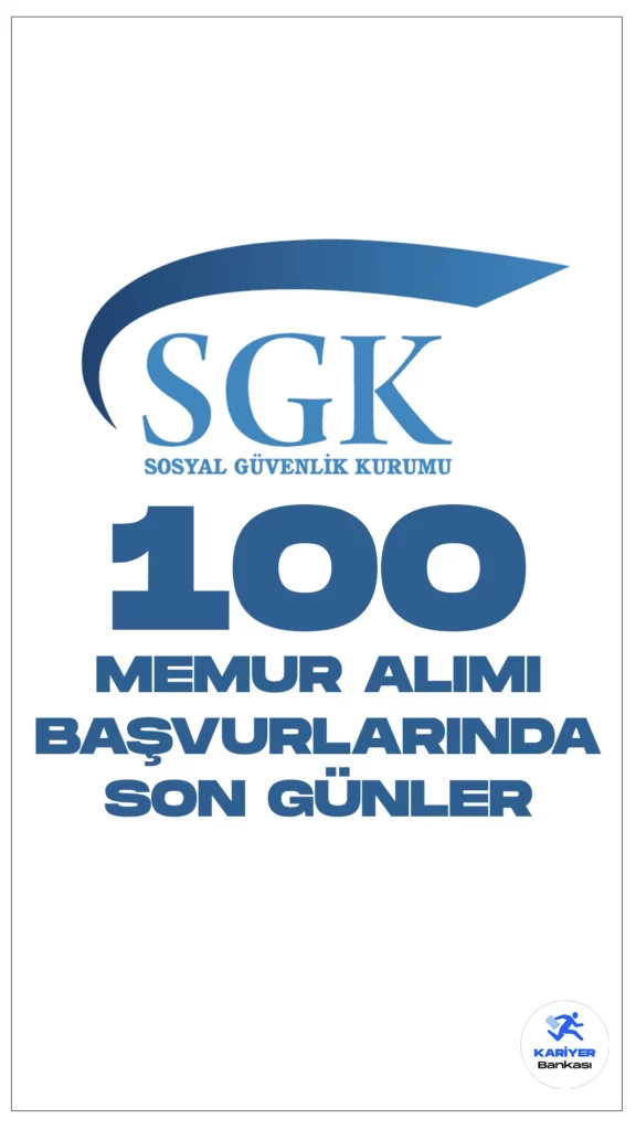 Sosyal Güvenlik Kurumu (SGK) 100 Memur Alımı Başvurularında Son Günler.Resmi Gazete’de yayımlanan duyuruda, SGK’ya sözlü sınavla Sosyal Güvelik Denetmen Yardımcısı alımı yapılacağı aktarılırken, başvuruların 5 Ocak'ta sona ereceği kaydedildi. Başvuru yapacak adayların belirtilen şartları sağlaması gerekmektedir.