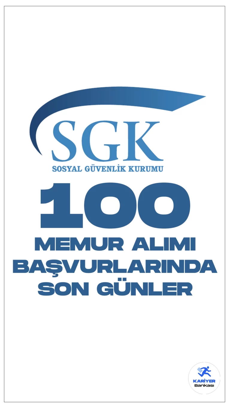 Sosyal Güvenlik Kurumu (SGK) 100 Memur Alımı Başvurularında Son Günler.Resmi Gazete’de yayımlanan duyuruda, SGK’ya sözlü sınavla Sosyal Güvelik Denetmen Yardımcısı alımı yapılacağı aktarılırken, başvuruların 5 Ocak'ta sona ereceği kaydedildi. Başvuru yapacak adayların belirtilen şartları sağlaması gerekmektedir.
