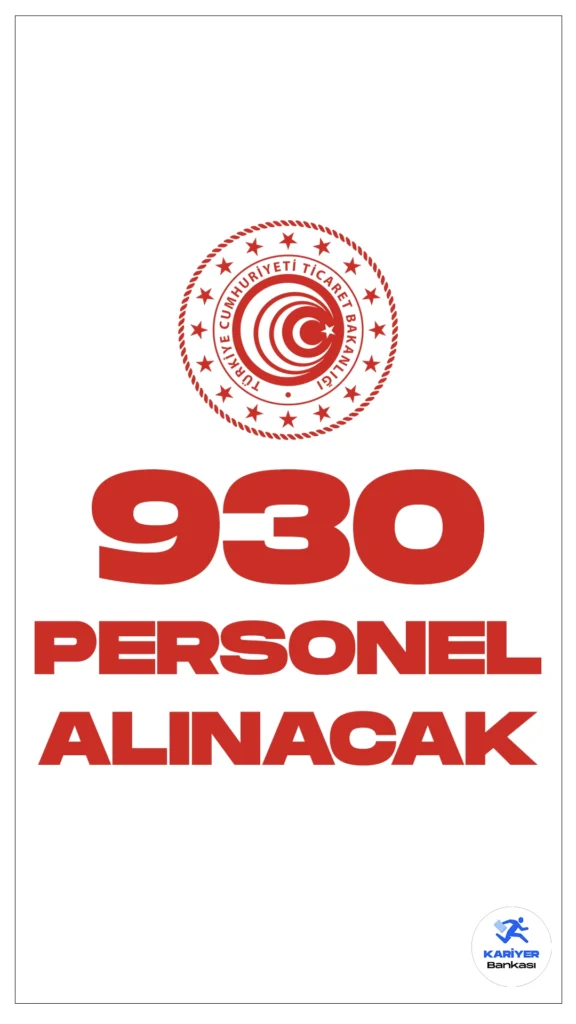 Ticaret Bakanlığı 930 Personel Alımı Yapacak. Cumhurbaşkanlığı Strateji ve Bütçe Başkanlığı Kamu İlan sayfasında yayımlanan duyuruya göre, Ticaret Bakanlığına 499 gümrük muhafaza memuru, 103 muayene memuru ve 328 sözleşmeli personel alımı yapılacak. Başvuru yapacak adayların genel şartların yanı sıra, özel şartları da taşıması gerekmektedir.