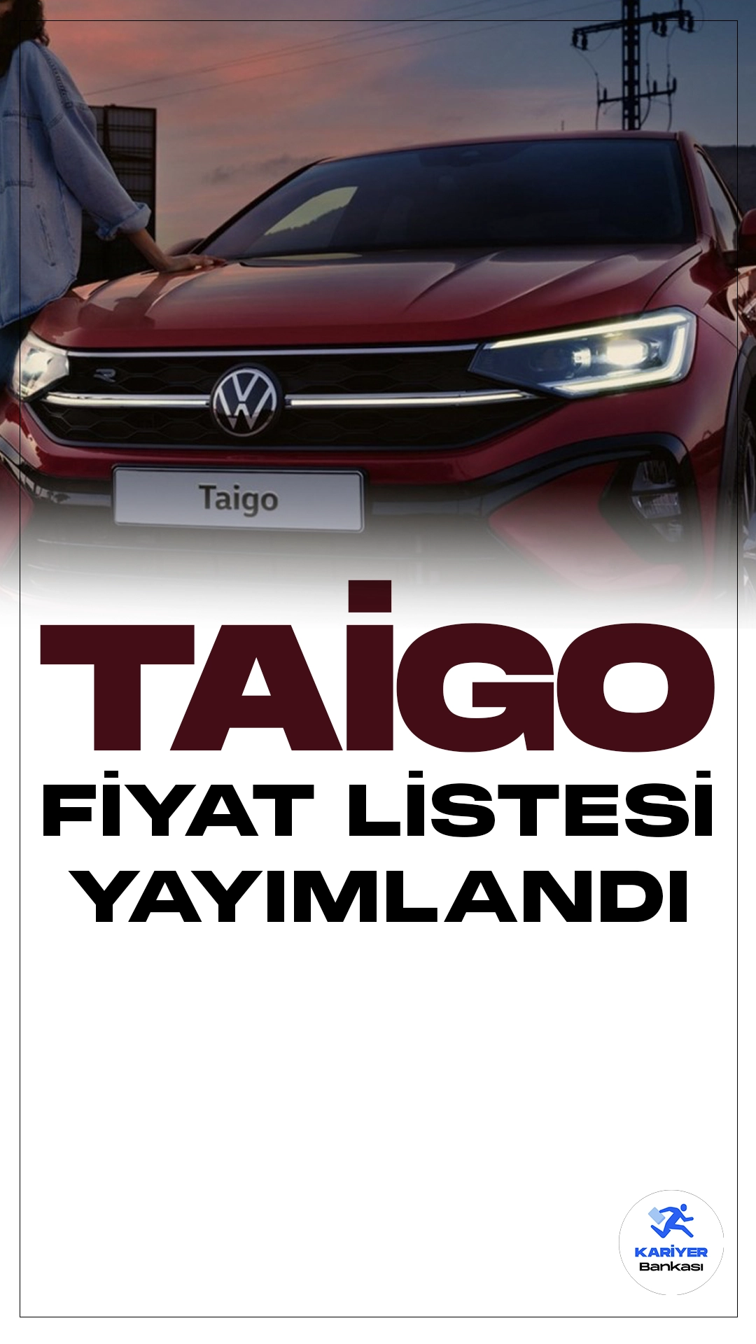 Volkswagen Taigo Ocak 2024 Fiyat Listesi Yayımlandı.Volkswagen, kompakt SUV segmentine özel yeni modeli Taigo ile otomobil tutkunlarını büyülemeye hazırlanıyor. Alman otomotiv devi, sportif tasarımı ve yenilikçi özellikleriyle dikkat çeken Taigo'yu, dinamik sürüş deneyimi arayan kullanıcılar için özel olarak geliştirdi.