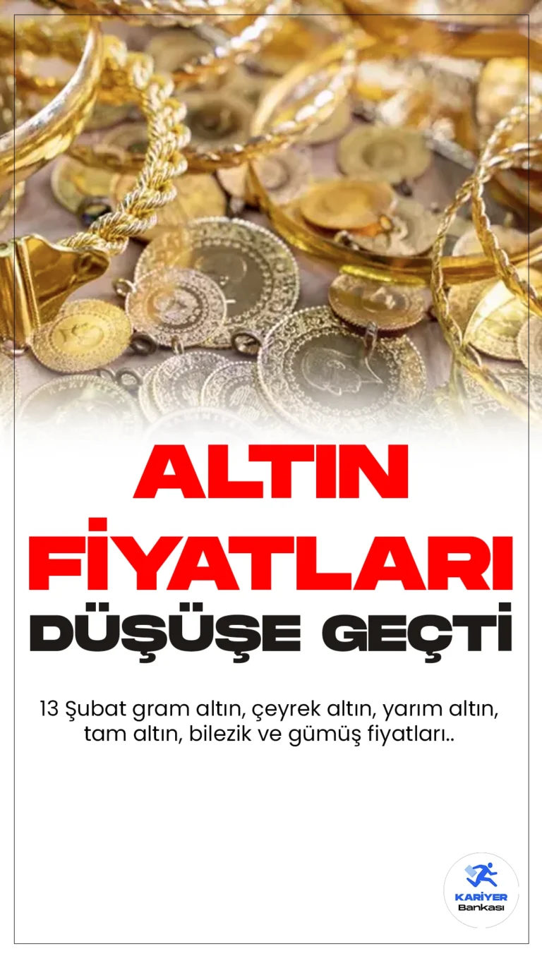 Altın Fiyatları Düşüşe Geçti! İşte 13 Şubat Altın ve Gümüş Fiyatları…Gram altın yüksek seviyelerde seyrederken, aniden düşeşe geçti. Serbest piyasalara bakıldığında gram altın 1.975,57 TL’den işlem görürken çeyrek altın 3.350,82 TL’den alıcı buluyor.Yarım altın 6.701,64 TL, tam altın ise 13.362,30 TL’den satılıyor.