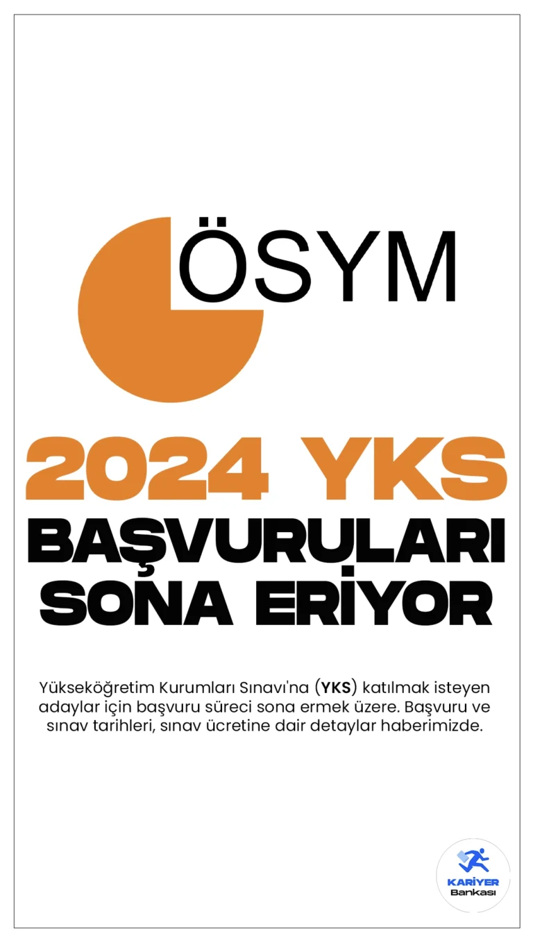 2024 YKS Başvuruları Sona Eriyor.Yükseköğretim Kurumları Sınavı'na (YKS) katılmak isteyen adaylar için başvuru süreci sona ermek üzere. 8-9 Haziran tarihlerinde yapılacak olan sınav için başvurular, yarın 23.59 itibarıyla sona erecek. Bu kritik tarihi kaçırmamak adaylar için büyük önem taşıyor.