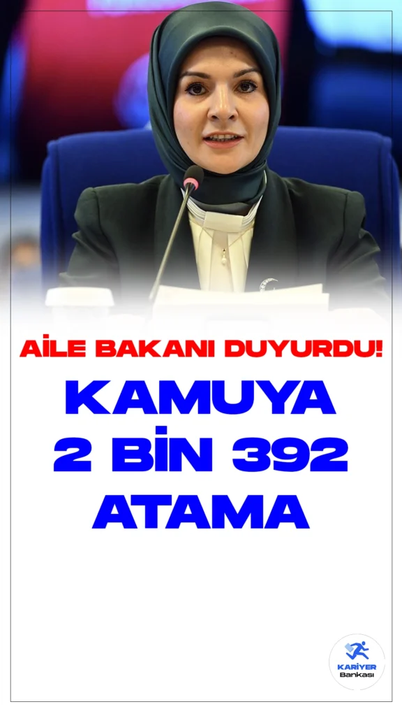 Aile Bakanı Duyurdu: 2 Bin 392 Engelli Vatandaşın Atanması Gerçekleştirilecek.Aile ve Sosyal Hizmetler Bakanı Mahinur Özdemir Göktaş, engelli vatandaşlara atama müjdesini duyurdu.