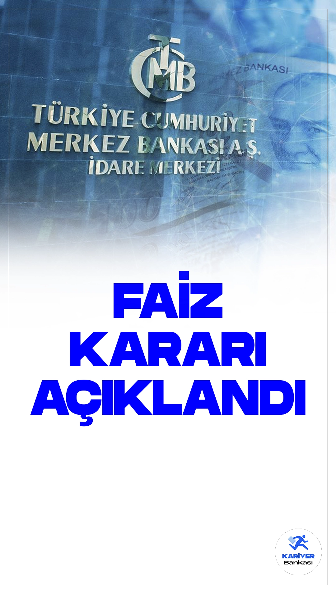 Merkez Bankası Faiz Kararı Açıklandı.Türkiye Cumhuriyet Merkez Bankası sayfasından yayımlanan duyuruda,"Para Politikası Kurulu (Kurul) politika faizi olan bir hafta vadeli repo ihale faiz oranının yüzde 45 düzeyinde sabit tutulmasına karar vermiştir." ifadeleri yer aldı.