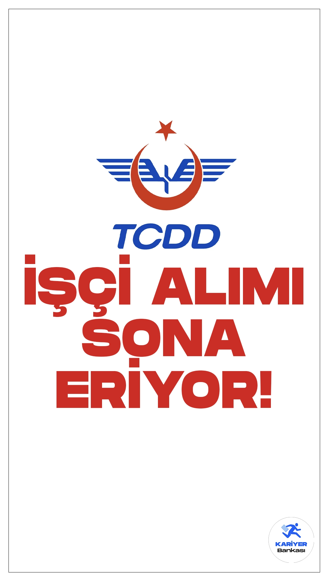 TCDD 95 İşçi Alımı Başvurularında Son Saatler.T.C. Devlet Demiryolları İşletmesi Genel Müdürlüğü (TCDD) işçi alımı başvurularında son saatlere girildi.Cumhurbaşkanlığı SBB'de yayımlanan duyuruda, TCDD’ye sürekli işçi alımı yapılacağı aktarıldı.Başvuru işlemleri bugün(23 Şubat) sona eriyor. Başvuru yapacak adayların belirtilen şartları taşıması gerekmektedir.İşte şartlar ve başvuru bilgileri..