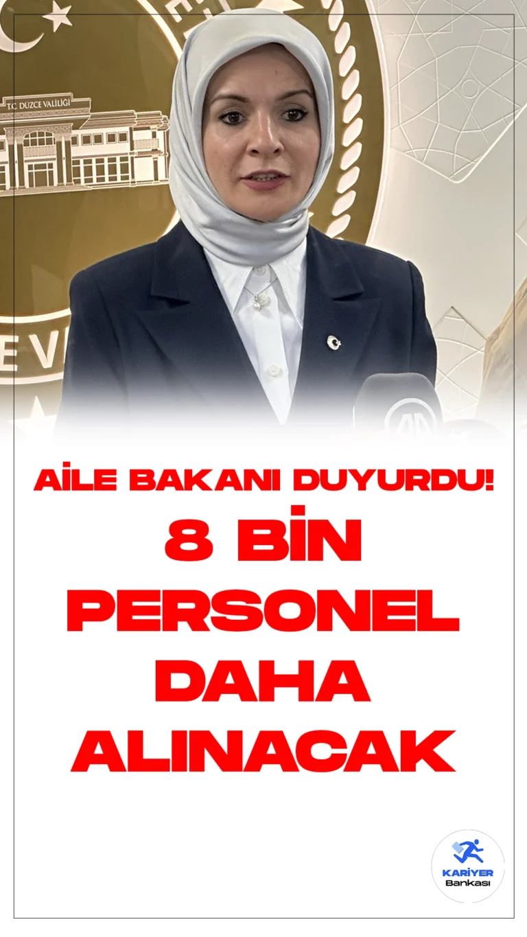 Aile Bakanlığı 8 Bin Sözleşmeli Personel Alacak.Aile ve Sosyal Hizmetler Bakanı Mahinur Özdemir Göktaş, deprem bölgesine daha fazla destek sağlamak ve hizmetlerin kalitesini artırmak amacıyla yakın zamanda 8 bin sözleşmeli personel alınacağını duyurdu.