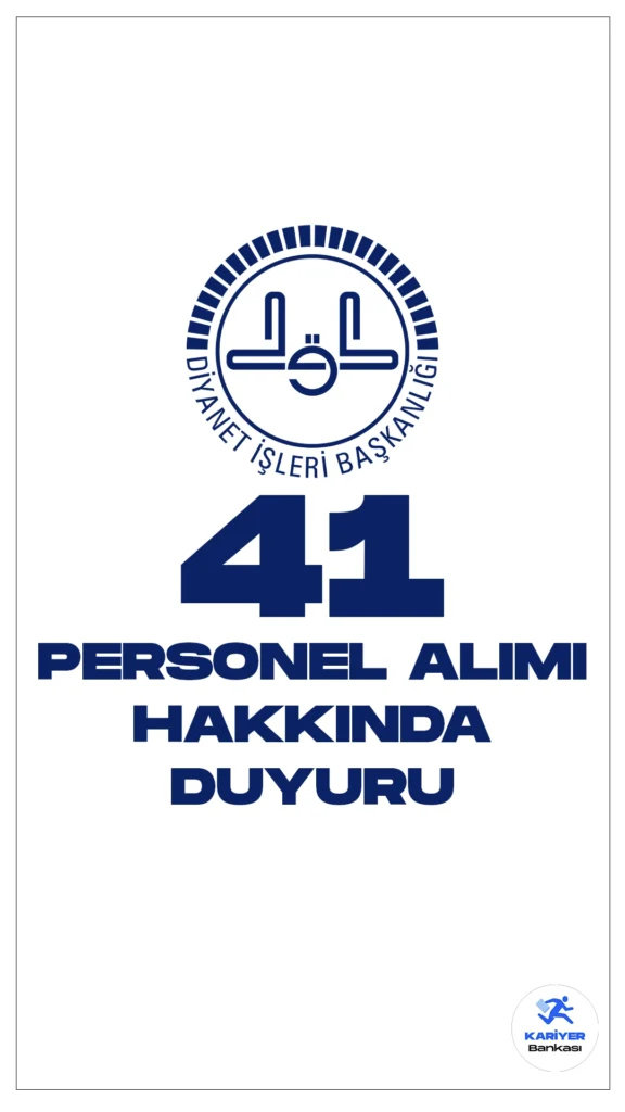Diyanet İşleri Bakanlığı 41 Personel Alımı Hakkında Duyuru Yayımlandı. Diyanet İşleri Başkanlığı sayfasından yayımlanan duyuruda, destek personeli, koruma ve güvenlik görevlisi alımına ilişkin atama işlemlerinin detayları aktarıldı.
