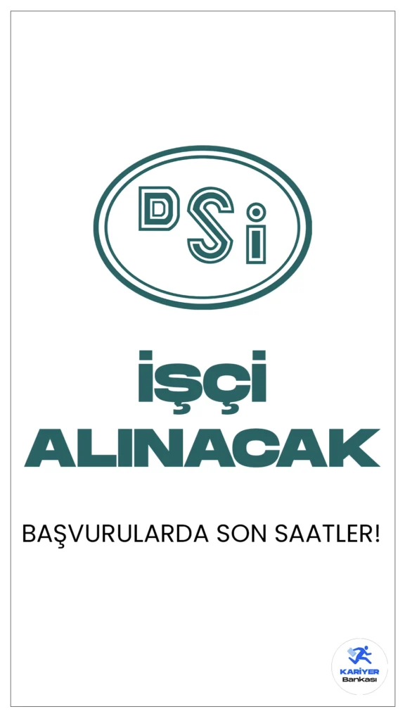 Devlet Su İşleri (DSİ) İşçi Alımı Yapacak. Türkiye İş Kurumu (İŞKUR) sayfası üzerinden kurum dışı kamu işçisi alımları devam ediyor. İŞKUR üzerinden yayımlanan duyurularada Devlet Su İşleri Genel ve Bölge Müdürlüklerine beden işçisi, büro memuru, büro işçisi ve puantör alımı yapılacağı aktarıldı. Başvurular İŞKUR üzerinden gerçekleştirilecek. Başvuru yapacak adayların belirtilen şartları sağlaması gerekmektedir.