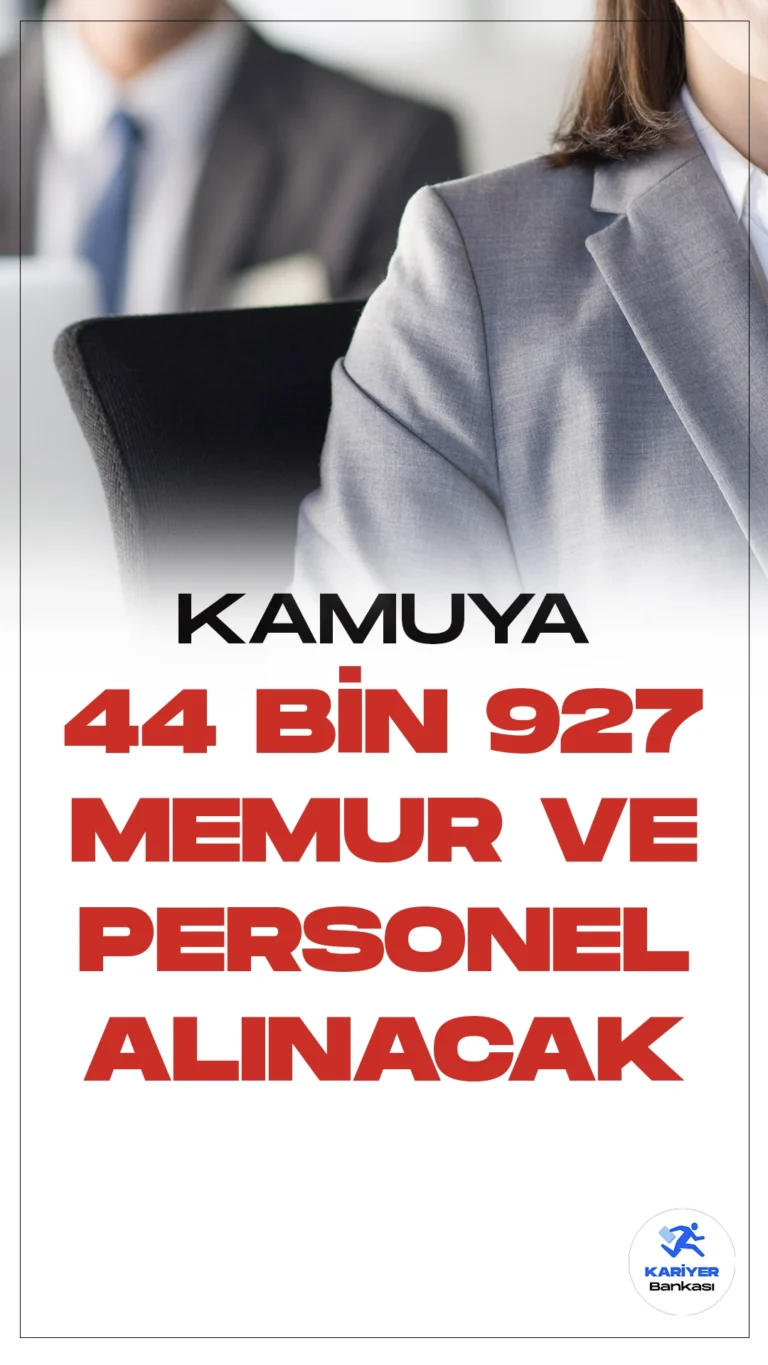 Kamuya 44 Bin 927 Memur ve Personel Alımı Yapılacak. Kamu kurum ve kuruluşlarına memur ve personel alımı duyuruları art arda yayımlandı. Resmi Gazete'de ve Cumhurbaşkanlığı Kamu İlan sayfasında yayımlanan duyurulara göre, Bakanlık, belediye, kurum ve üniversitelere memur ve sözleşmeli personel olmak üzere toplamda 44.927 personel alımı yapılacak.Kariyerbankasi.net olarak siz değerli ziyaretçilerimiz için başvurusu devam eden ve henüz başlamayan tüm personel alımına dair detaylara aşağıda yer verdik.