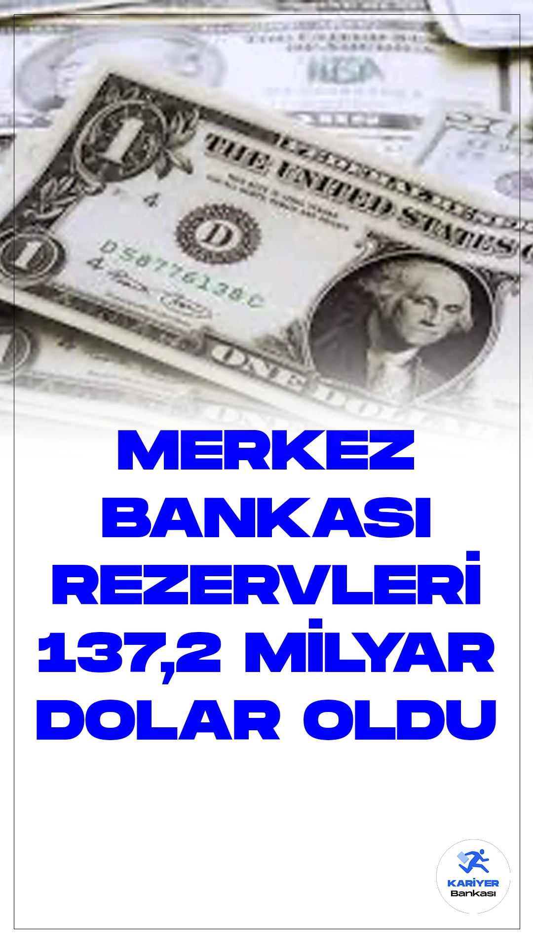 Merkez Bankası Rezervleri 137,2 Milyar Dolara Düştü.Türkiye Cumhuriyet Merkez Bankası (TCMB), 26 Ocak haftasında toplam rezervlerini bir önceki haftaya göre 930 milyon dolar azaltarak 137 milyar 161 milyon dolara çekti. TCMB'nin haftalık para ve banka istatistikleri, rezervlerdeki bu düşüşü gösteriyor.