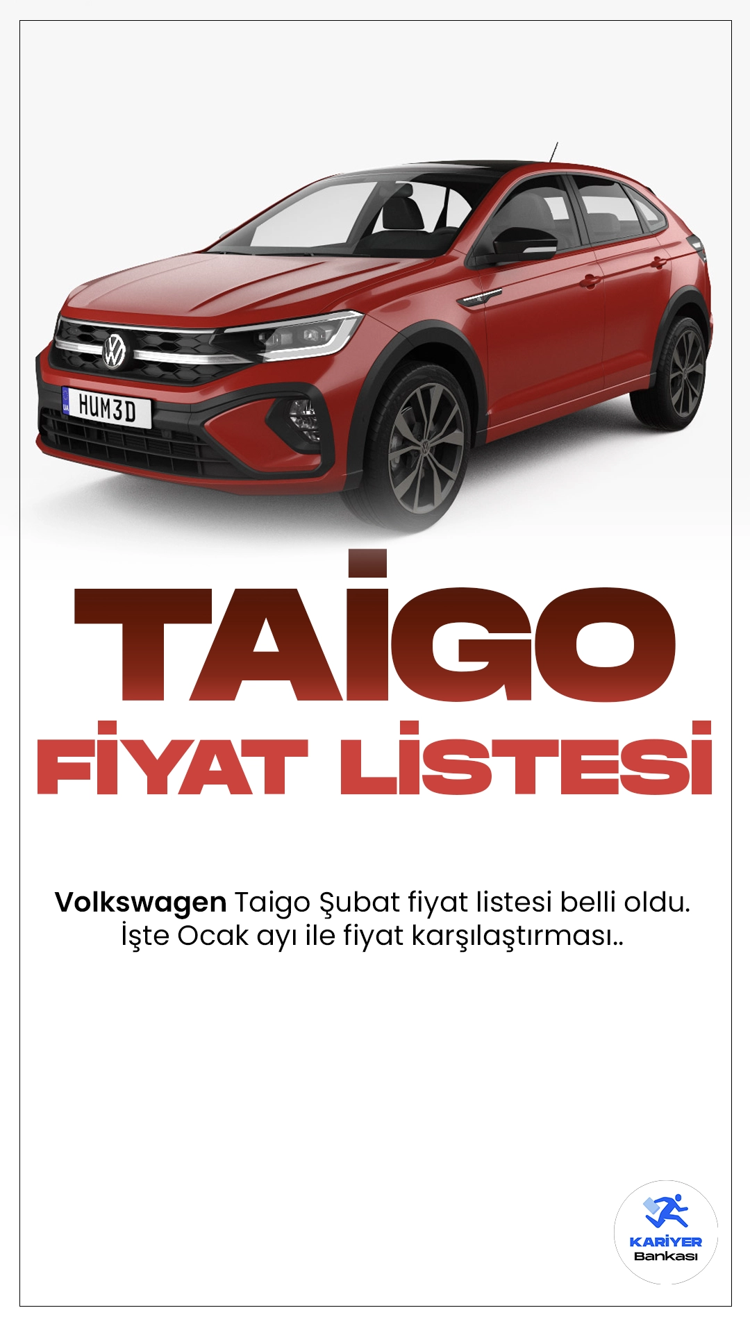 Volkswagen Taigo Şubat 2024 Fiyat Listesi Yayımlandı.Volkswagen, kompakt crossover segmentine yeni bir soluk getiriyor. Taigo, sportif çizgileri ve şık tasarımıyla dikkat çekiyor. Model, modern ve dinamik görünümüyle genç ve aktif kullanıcıları hedefliyor.