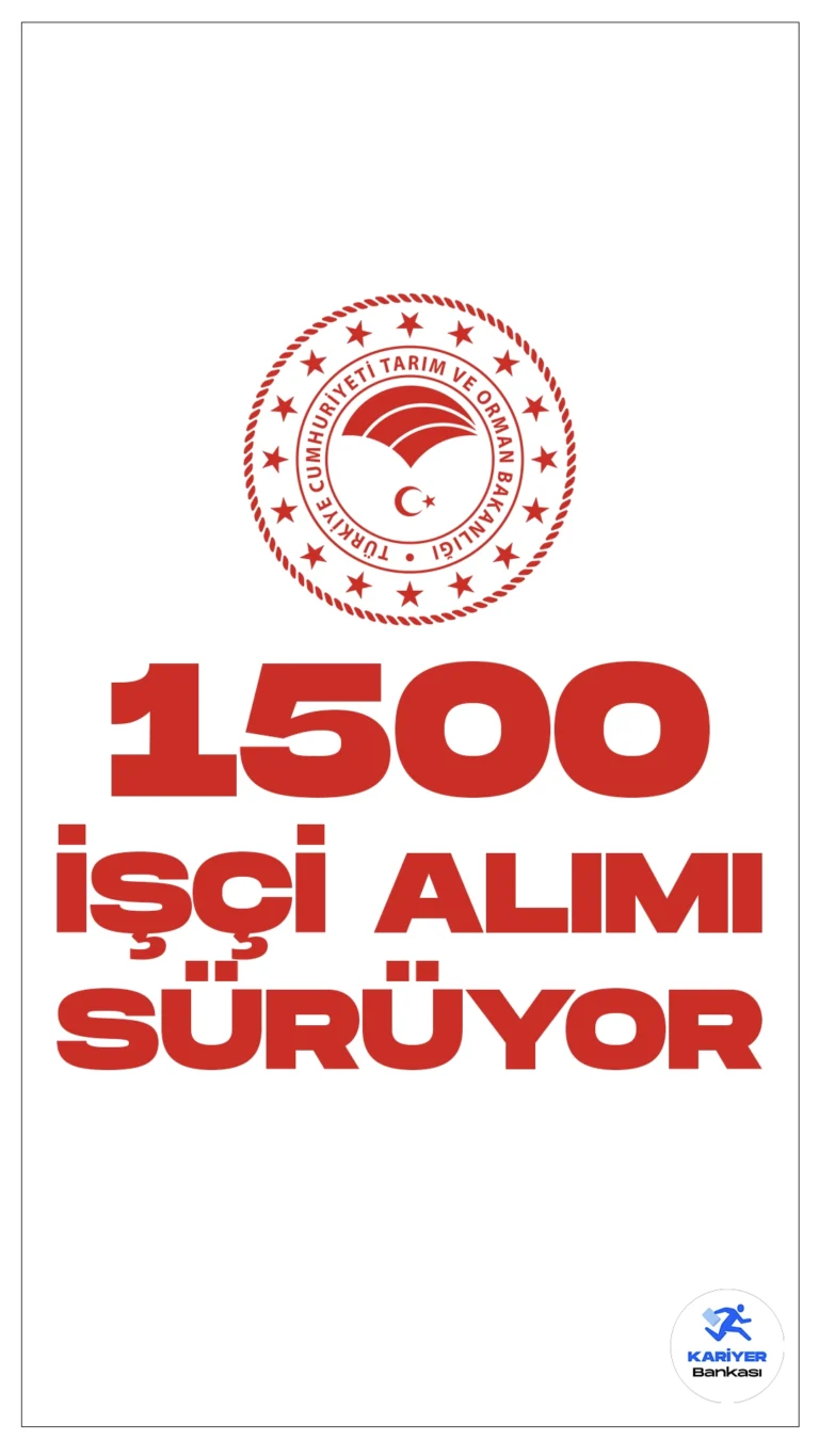 Tarım ve Orman Bakanlığı 1500 İşçi Alımı Yapacak.Tarım ve Orman Bakanlığı işçi alımı duyurusu, Resmi Gazete’de yayımlanan duyuruya göre, Tarım Bakanlığı taşra teşkilatında istihdam edilmek üzere tarla işçisi, bahçe işçisi, sera işçisi, bahçıvan, laboratuvar hizmetleri işçisi, hayvan bakıcısı, aşçı, aşçı yardımcısı, ağır vasıta şoförü, bekçi, bulaşıkçı, boya badanacı, elektrikçi, inşaat ustası, iş makinesi operatörü, garson kaynakçı, kaptan, kasap, kaloriferci, marangoz, motor ustası, otobüs şoförü, tesisatçı, usta öğretici ve traktör sürücüsü olmak üzere 1500 tarım işçisi alımı yapılacak. Başvuru yapacak adayların şartları taşıması gerekmektedir.
