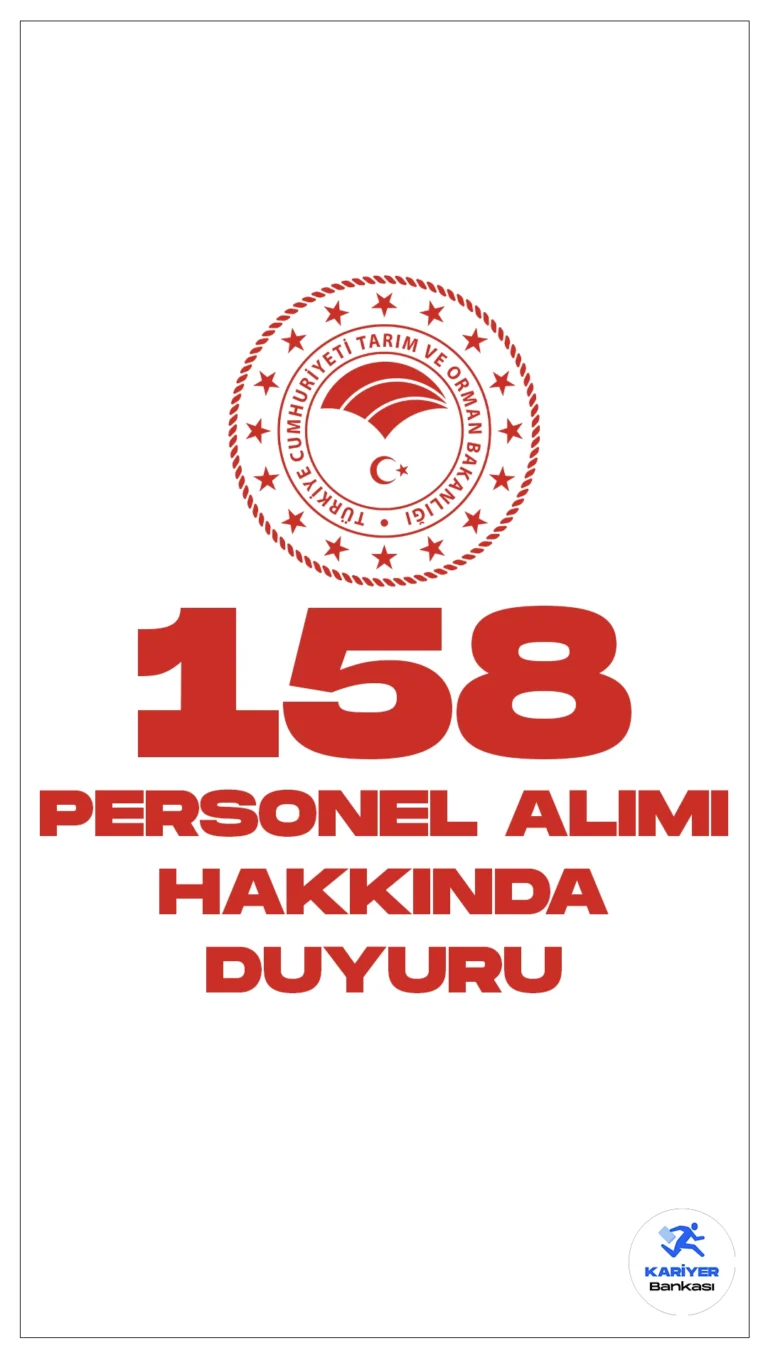 Tarım ve Orman Bakanlığı 158 Personel Alımı Hakkında Duyuru Yayımlandı. Tarım ve Orman Bakanlığı sayfasından yayımlanan duyuruda, Tarım ve Orman Bakanlığı 158 personel alımı için yarışma sınavına başvuran adayların başvuru evraklarının incelendiği ve yazılı sınava girmeye hak kazananların açıklandığı aktarıldı.