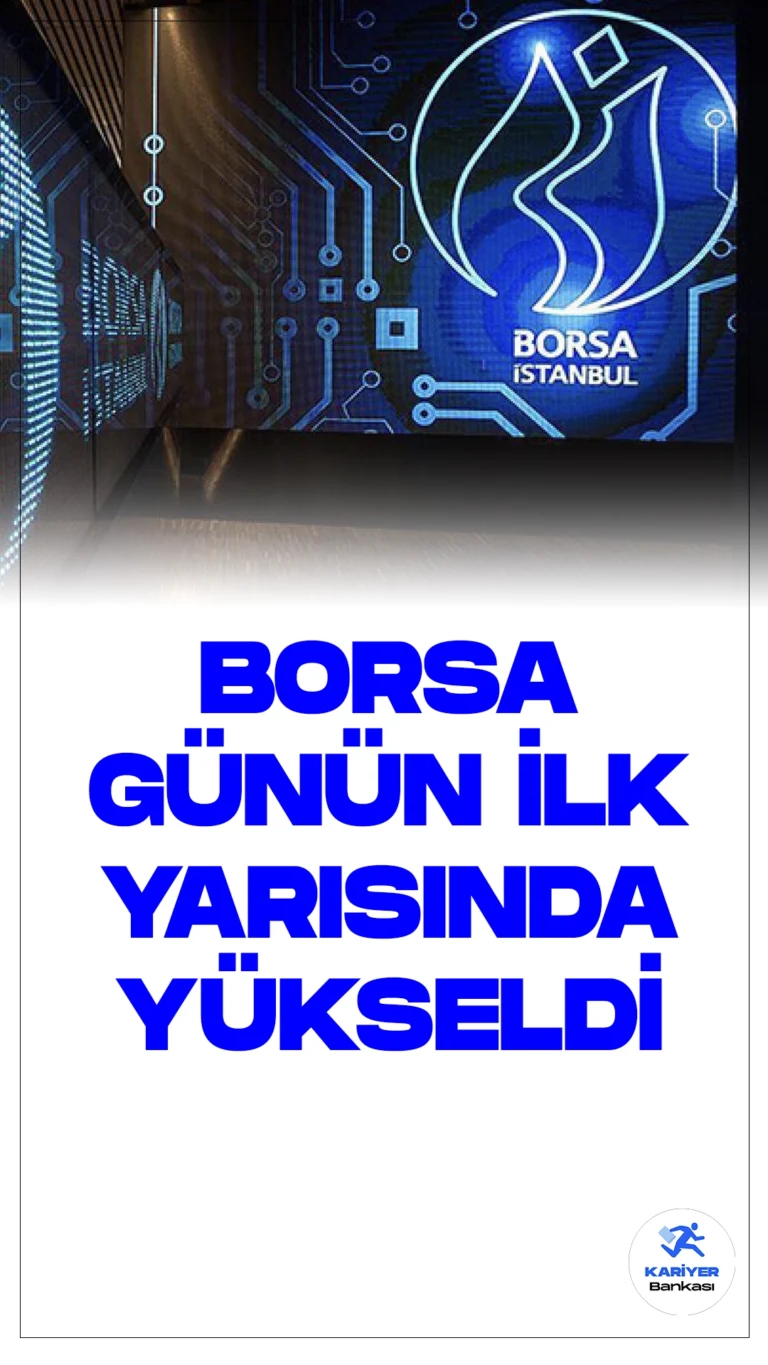 Borsa İstanbul Günün İlk Yarısında Yükseliş Gösterdi.Borsa İstanbul'da BIST 100 endeksi, günün ilk yarısında %0,07 değer kazanarak 9.138,05 puana yükseldi. Bu süreçte yükseliş eğiliminde hareket eden BIST 100 endeksi, saat 13.00 itibarıyla önceki kapanışa göre 6,23 puan artışla 9.138,05 puana erişti. Toplam işlem hacmi ise 44,5 milyar lira olarak gerçekleşti.