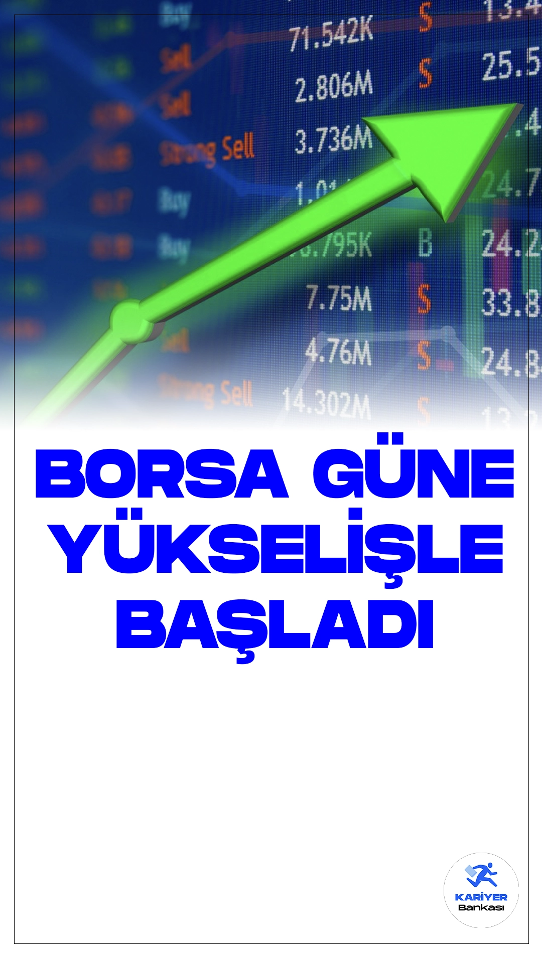 Borsa Güne Yükselişle Başladı.Borsa İstanbul'da BIST 100 endeksi, güne yüzde 0,24 artışla 9.162,41 puandan başladı.