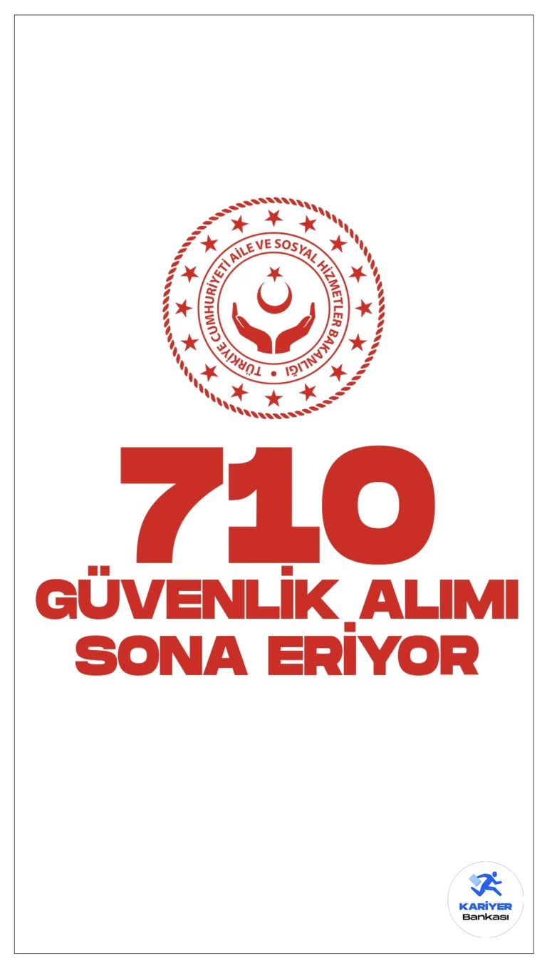 Aile Bakanlığı (ASHB) 710 Güvenlik Alımı Başvuruları Sona Eriyor.Resmi Gazete’de ve Bakanlık sayfasından yayımlana duyurularda, Aile ve Sosyal Hizmetler Bakanlığına ortaöğretim mezunu olmak üzere 710 güvenlik görevlisi alımı yapılacağı aktarılırken, başvuruların 11 Mart 2024 tarihinede sona ereceği kaydedildi. Başvuru yapacak adayların genel ve özel şartları sağlaması gerekmektedir.İşte şartlar ve başvuru sayfası..