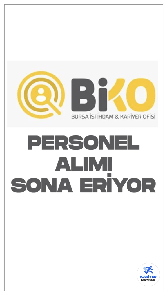 Bursa Büyükşehir Belediyesi (BİKO) 110 Personel Alımı Sona Eriyor.Türkiye İş Kurumu (İŞKUR) sayfası üzerinden yayımlanan duyuruda Bursa Büyükşehir Belediyesine (BİKO) şoför, iş makinesi operatörü, tanker şoförü, oto tamir ustası, mekanik bakım onarım ustası, iş makinesi tamir ustası, oto elektrik ustası ünvanlarında personel alımı yapılacağı aktarıldı. Başvurular bugün sona eriyor. Başvuru yapacak adayların şartları sağlaması gerekmektedir.