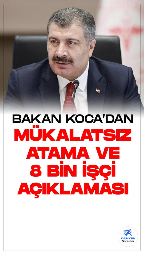 Fahrettin Koca'dan Mülakatsız Atama ve 8 Bin İşçi Alımı Açıklaması.Sağlık Bakanı Fahrettin Koca, Bolu'da mülakat olmadan ÖSYM üzerinden merkezi atama ile ilgili ve yine mülakat olmadan noter huzurunda gerçekleştirilecek olan 8 bin işçi alımıyla ilgili açıklamalarda bulundu.