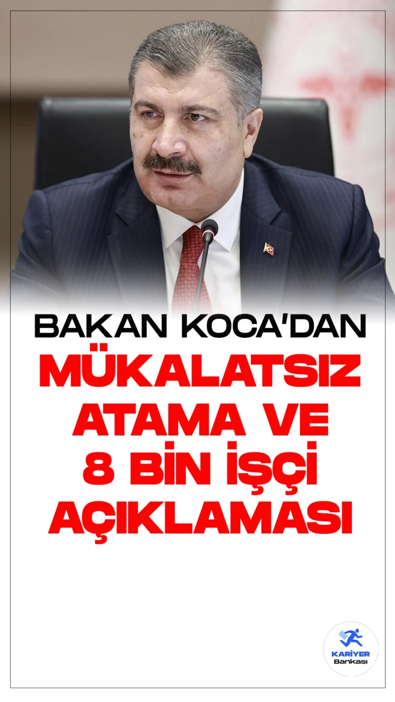 Fahrettin Koca'dan Mülakatsız Atama ve 8 Bin İşçi Alımı Açıklaması.Sağlık Bakanı Fahrettin Koca, Bolu'da mülakat olmadan ÖSYM üzerinden merkezi atama ile ilgili ve yine mülakat olmadan noter huzurunda gerçekleştirilecek olan 8 bin işçi alımıyla ilgili açıklamalarda bulundu.