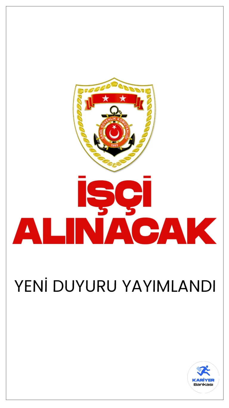 Sahil Güvenlik Komutanlığı 31 İşçi Alımı Yapacak. İlgili alım duyurusunda, Sahil Güvenlik Komutanlığına bağlı, Sahil Güvenlik Akdeniz Onarım Destek Komutanlığına armadör işçisi, ısıtma ve sıhhi tesisat(boru tesisatçısı- gemi), elektrikçi(gemi), elektronik teknisyeni, hidrolikçi( gemi), izolasyoncu(gemi), kaynakçı, mekaniker-deniz motorları, tekne ustası(polyester), sac işçisi, soğutma ve iklimlendirme sistemleri teknisyeni, tesviyeci, tornacı(torna tezgahı operatörü) ünvanlarında sürekli işçi alımı yapılacak.