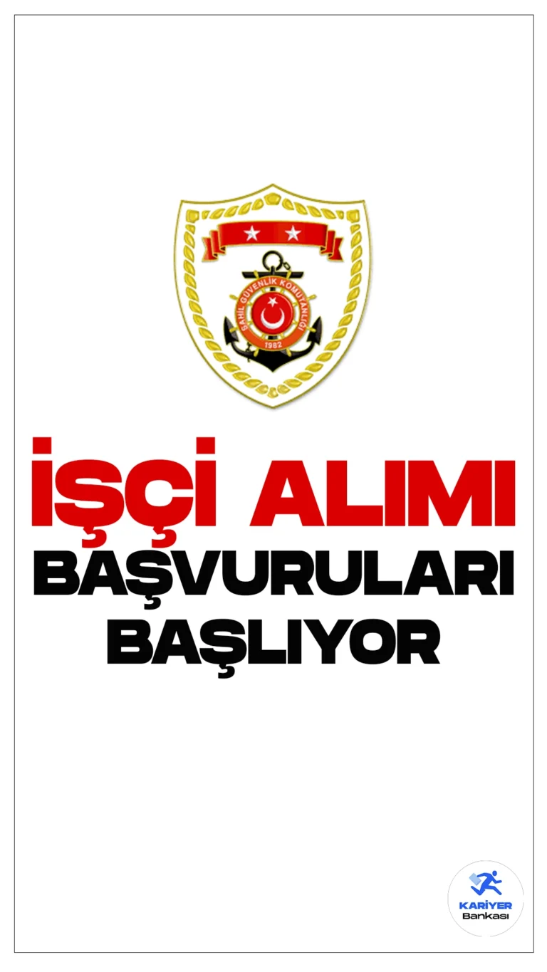 Sahil Güvenlik Komutanlığı 31 İşçi Alımı Başvuruları Başlıyor.İlgili alım duyurusuna göre, Sahil Güvenlik Komutanlığına bağlı, Sahil Güvenlik Akdeniz Onarım Destek Komutanlığına armadör işçisi, ısıtma ve sıhhi tesisat(boru tesisatçısı- gemi), elektrikçi(gemi), elektronik teknisyeni, hidrolikçi( gemi), izolasyoncu(gemi), kaynakçı, mekaniker-deniz motorları, tekne ustası(polyester), sac işçisi, soğutma ve iklimlendirme sistemleri teknisyeni, tesviyeci, tornacı(torna tezgahı operatörü) ünvanlarında sürekli işçi alımı yapılacak. Başvuru yapacak adayların genel ve özel şartları sağlaması gerekmektedir.