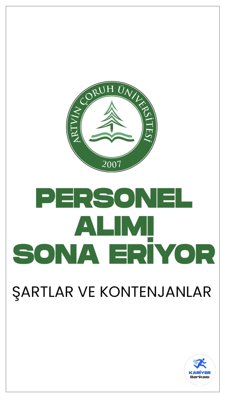 Artvin Çoruh Üniversitesi (AÇÜ) 11 Personel Alımı Sona Eriyor.Resmi Gazete’de yayımlanan duyuruya göre, Artvin Çoruh Üniversitesi büro personeli, mühendis, diyetisyen, teknisyen, destek personeli(temizlik görevlisi) pozisyonları için sözleşmeli personel alımı yapacak.Başvuru işlemleri yarın(15 Mart 2024) sona erecek. İşte şartlar ve başvuru sayfası..