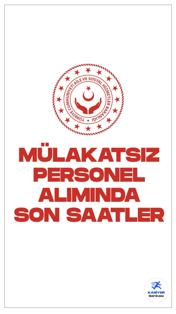 Aile Bakanlığı (ASHB) 8 Bin Personel Alımı Başvurularında Son Saatler.Cumhurbaşkanlığı SBB’de ve Bakanlık sayfasından yayımlanan duyurulara göre, Aile ve Sosyal Hizmetler Bakanlığına mühendis, mimar, büro personeli, koruma ve güvenlik görevlisi, tekniker, teknisyen, destek personeli, aile ve sosyal destek personeli, sosyal çalışmacı, psikolog, çocuk gelişimcisi, öğretmen, fizyoterapist, diğer sağlık personeli, şehir plancısı, hemşire, avukat ve yurt yönetim personeli olmak üzere toplamda 8 bin personel alımı yapılacak. Başvurular bugün 23:59'da sona erecek.İşte şartlar, kontenjanlar ve başvuru sayfası…