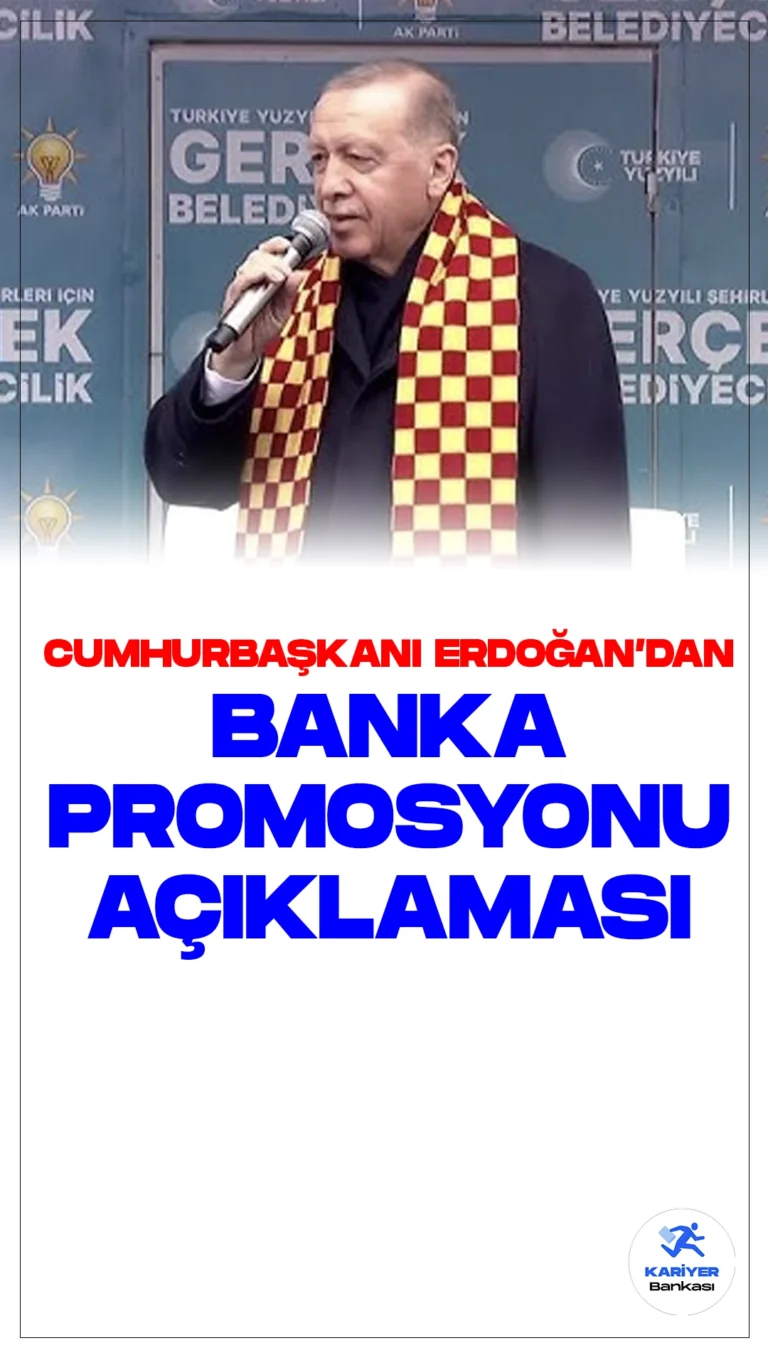 Son Dakika: Cumhurbaşkanı Erdoğan'dan Banka Promosyonu Açıklaması.Cumhurbaşkanı Recep Tayyip Erdoğan, Kayseri mitinginde yaptığı konuşmada banka promosyonları hakkında önemli açıklamalarda bulundu. Erdoğan, emeklilerin banka promosyonu ödemesi miktarının, 8 bin ile 12 bin lira arasında belirlendiği duyurdu.