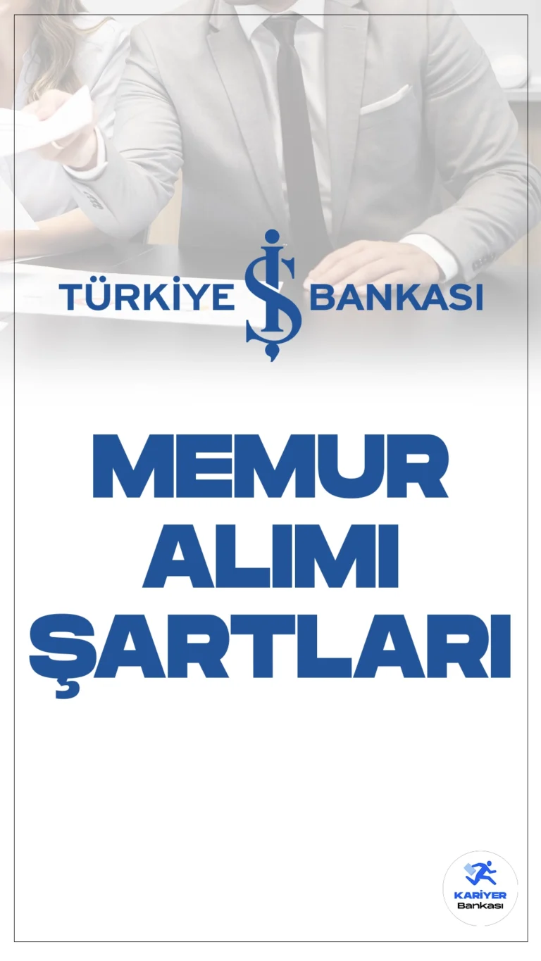 İş Bankası memur alımı başvuruları devam ediyor. Başvuru şartları ve başvuru sayfasına dair tüm detaylar Kariyerbankasi.net'in bu haberinde.Türkiye İş Bankası Kariyer sayfası üzerinden yayımlanan duyuruya göre, İş Bankası Şubelerinde temel bankacılık hizmetlerini yerine getirilmek üzere Memur pozisyonunda görevlendirilecek çalışma arkadaşları aranıyor. İş Bankası memur alımı için başvurular 1 Mart itibarıyla başladı. Başvuru işlemleri 11 Mart'a kadar sürecek.Başvuru yapacak adayların belirtilen başvuru şartlarını taşıması gerekmektedir.