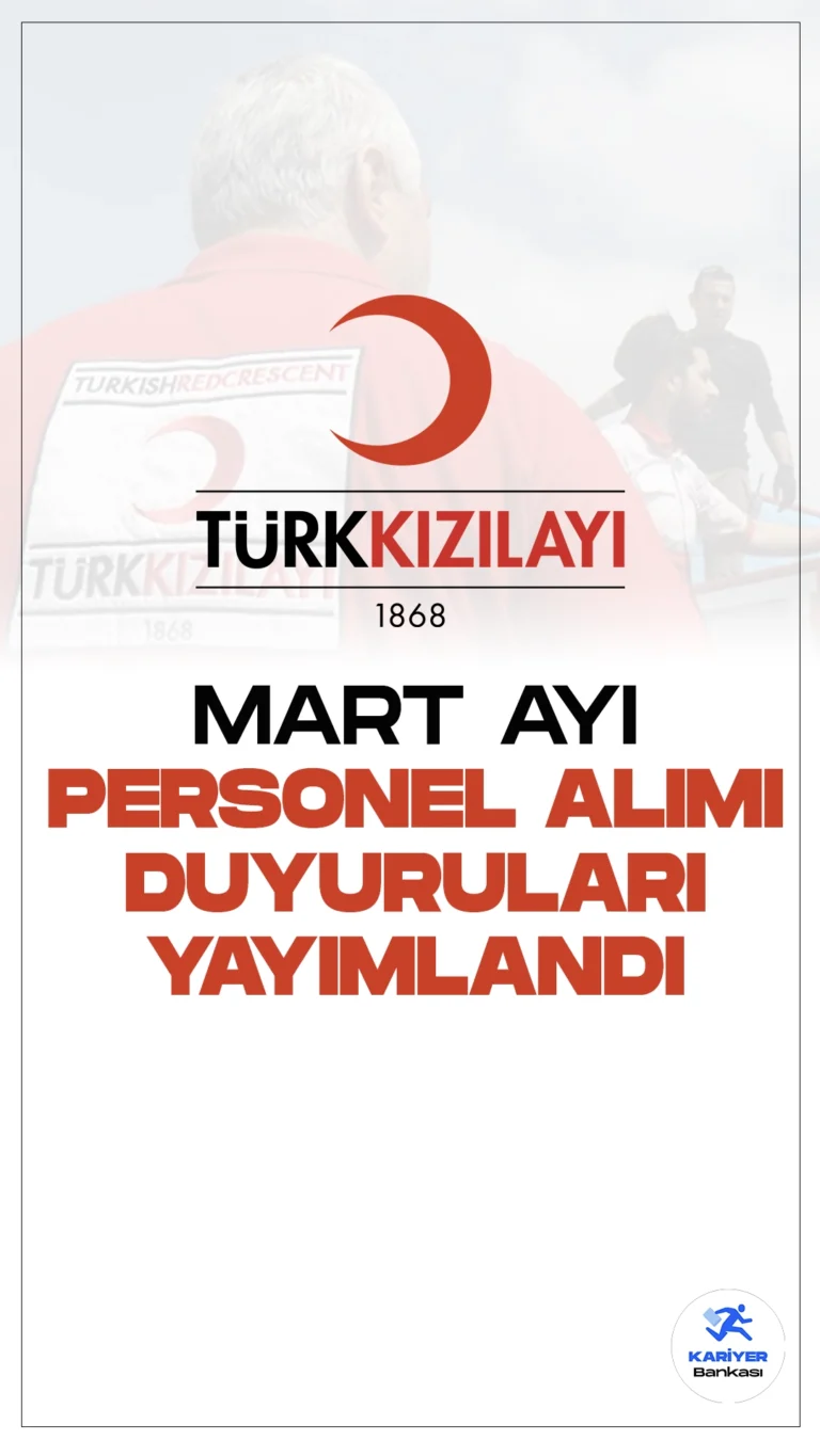 Kızılay Mart Ayı Personel Alımı Duyuruları Yayımlandı. Kızılay Kariyer sayfasından yeni personel alımı için duyurular yayımlanmaya devam ediyor. Mart ayında yayımlanan duyurulara göre, Kızılay'a dijital medya uzmanı, stratejik iletişim uzmanı ünvanlarında olmak üzere personel alımı yapılacak. Yeni alımların yanı sıra, Kızılay'a hemşire, biyomedikal uzmanı, çağrı merkezi operatörü, hemşirelik, grafik tasarım uzmanı, anestezi ve reanimasyon uzmanı, yenidoğan yoğun bakım hemşiresi, doktor pozisyonları için personel alımı başvuruları devam ediyor. Başvuru yapacak adayların belirtilen şartları sağlaması gerekmektedir.