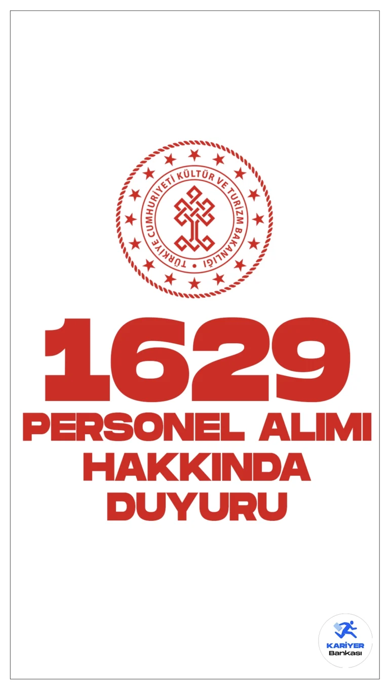 Kültür Bakanlığı 1629 Personel Alımı Hakkında Duyuru Yayımlandı.Kültür ve Turizm Bakanlığı sayfasından yayımlanan son dakika duyurusunda, 25.01.2024- 08.02.2024 tarihleri arasında alınan 1629 Sözleşmeli Personel Alımı kapsamında değerlendirme sürecinin devam ettiği aktarıldı.