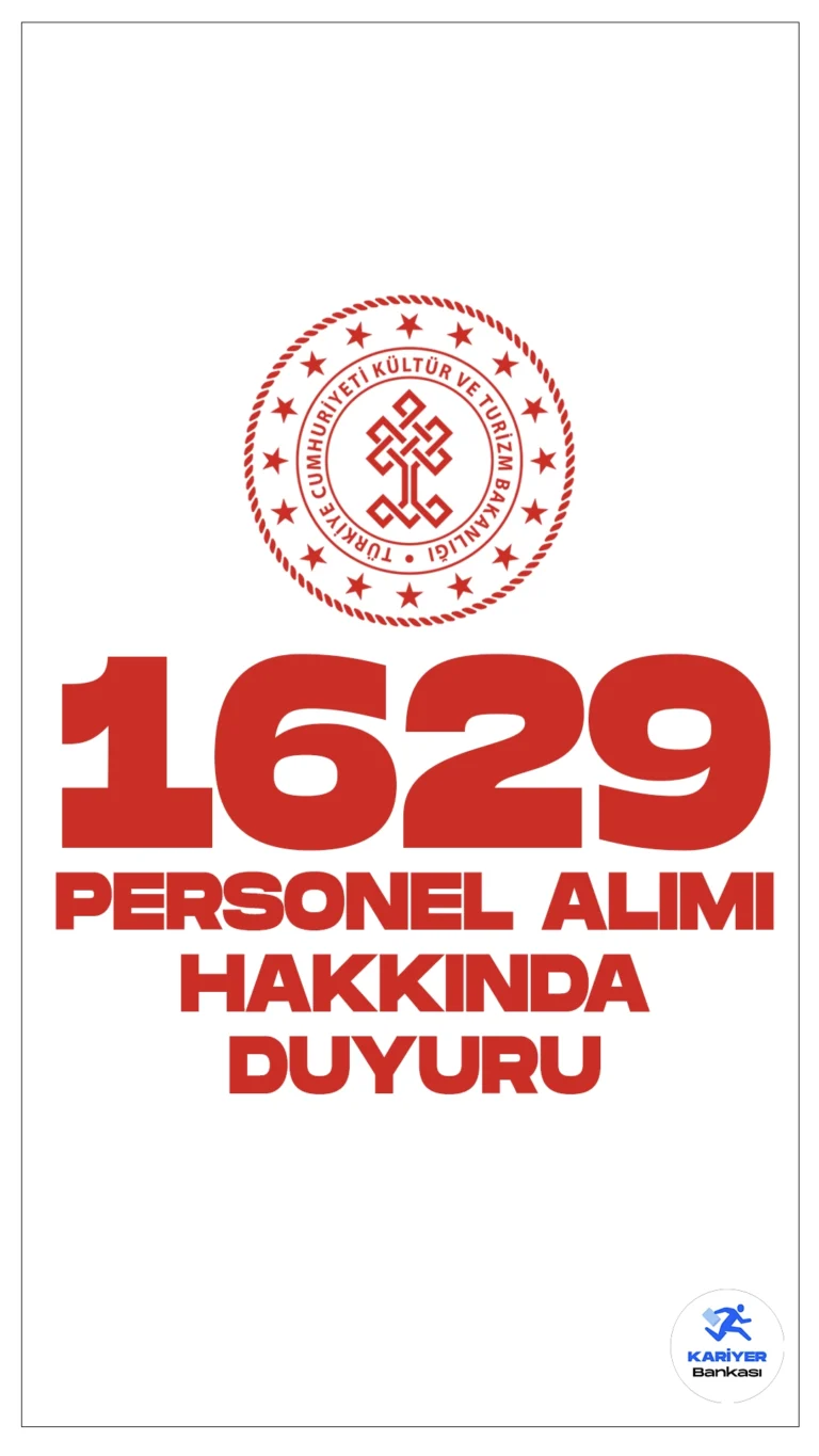 Kültür Bakanlığı 1629 Personel Alımı Hakkında Duyuru Yayımlandı. Kültür ve Turizm Bakanlığı sayfasından yayımlanan son dakika duyurusunda, başvuruları 25 Ocak-8 Şubat 2024 tarihleri arasında alınan 1629 personel alımı kapsamında mimar, mühendis, şehir plancısı, arkeolog, müze araştırmacısı, kütüphaneci, tekniker, teknisyen ve restoratör ünvanlarına başvuran adayların sonuçlarının açıklandığı aktarıldı.