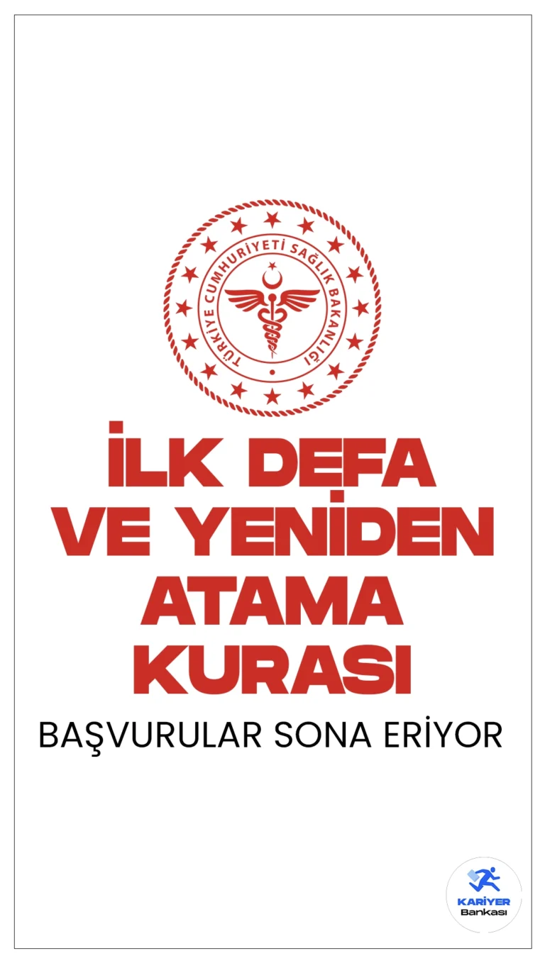 Sağlık Bakanlığı 2024 Yılı İlk Defa ve Yeniden Atama Kurası Başvuruları Sona Eriyor.Resmi Gazete’nin 28 Şubat 2024 tarihli yayımlanan duyurusuna göre, Kamu Kurum ve Kuruluşlarına Açıktan Kura ile Atanacak Bazı Sağlık Personelinin Atama Usul ve Esaslarına İlişkin Yönetmelik hükümlerine göre Sağlık Bakanlığı ve Bağlı Kuruluşları ile diğer kamu kurum ve kuruluşlarının ihtiyaçları için, tıpta uzmanlık mevzuatına göre uzman olanlar ile uzman tabip, tabip, uzman diş tabibi, diş tabibi, uzman eczacı ve eczacı kadrolarına ilk defa veya yeniden yapılacak atama-yerleştirme iş ve işlemleri ilan edilen takvim çerçevesinde noter tarafından bilgisayar ortamında kura ile yapılacağı aktarılmış, başvurular 28 Şubat itibarıyla alınmaya başlamıştı. Başvurular yarın(4 Mart) sona erecek.