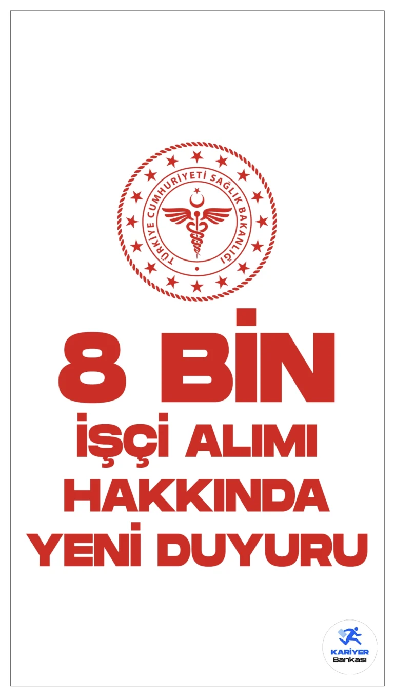 Sağlık Bakanlığı 8 Bin İşçi Alımı Kura Tarihi Değiştirildi.Sağlık Bakanlığı Yönetim Hizmetleri Genel Müdürlüğü sayfasından yayımlanan duyuruda, başvuruları 23/02/2024 – 27/02/2024 tarihleri arasında İŞKUR üzerinden online olarak alınan 8 bin işçi alımının kura tarihleri daha öncesinde 18-19 Mart 2024 olarak belirlenirken, yeni gelen duyuruyla birlikte Sağlık Bakanlığı 8 bin işçi alımı kurasının 3-4 Nisan 2024 tarihleri arasında gerçekleştirileceği aktarıldı.