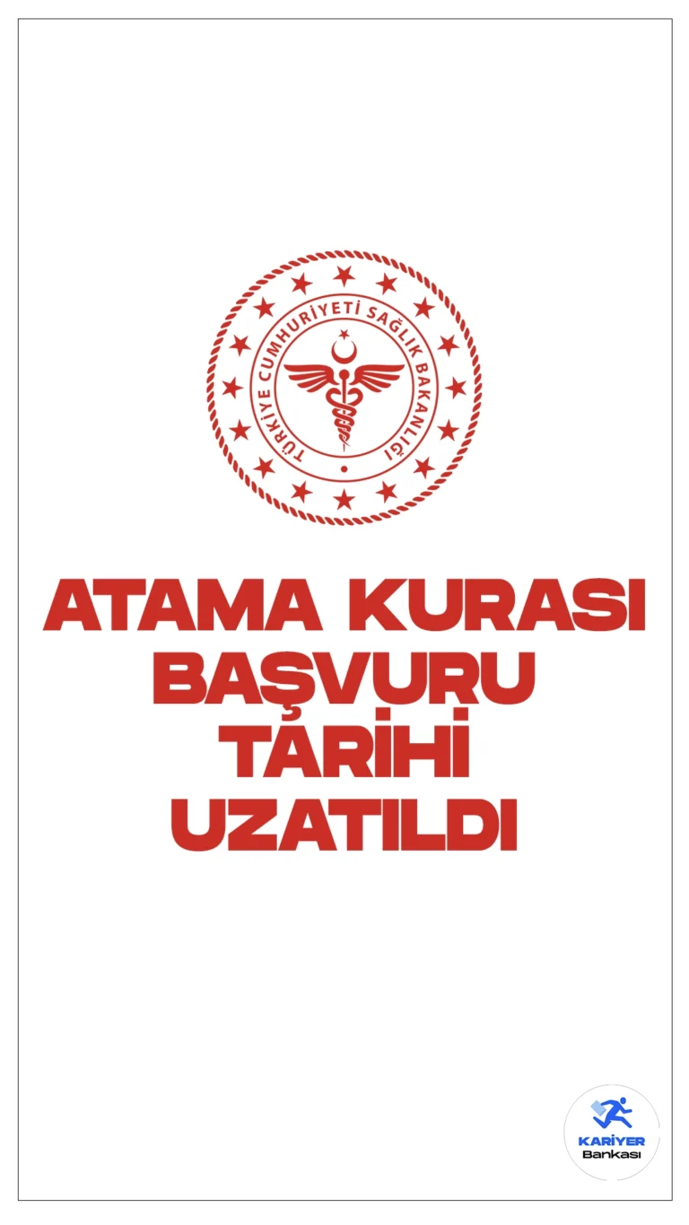 Sağlık Bakanlığı 2024 İlk Defa ve Yeniden Atama Kurası Başvuru Tarihi Uzatıldı. Resmi Gazete'de yayımlanan duyuruda, 2024 Yılı İlk Defa ve Yeniden Atama Kurasına ait ilan metninde başvuruların 4 Mart 'ta sona ereceği belirtilmişti. İlgili duyuruya göre başvurular 8 Mart 2024 Cuma saat 18.00’ e kadar uzatıldı.