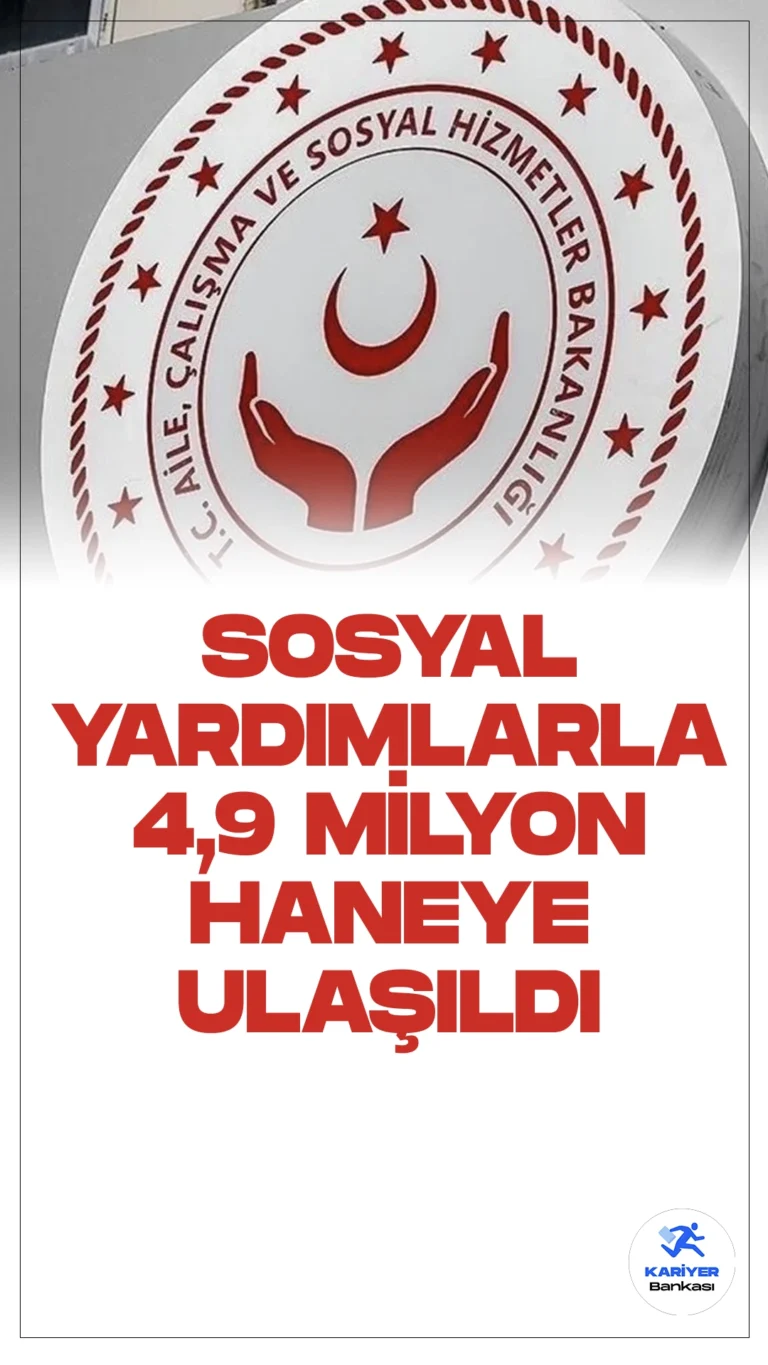 Sosyal Yardımlarla 4,9 Milyon Haneye Ulaşıldı.Aile ve Sosyal Hizmetler Bakanı Mahinur Özdemir Göktaş, sosyal yardımların farklı kalemlerinden 4,9 milyon hanenin yararlandığını duyurdu. Bakan Göktaş, sosyal yardım programlarının yürütülmesindeki temel unsurları değerlendirdi ve sosyal yardım almanın kriterlerini açıkladı.