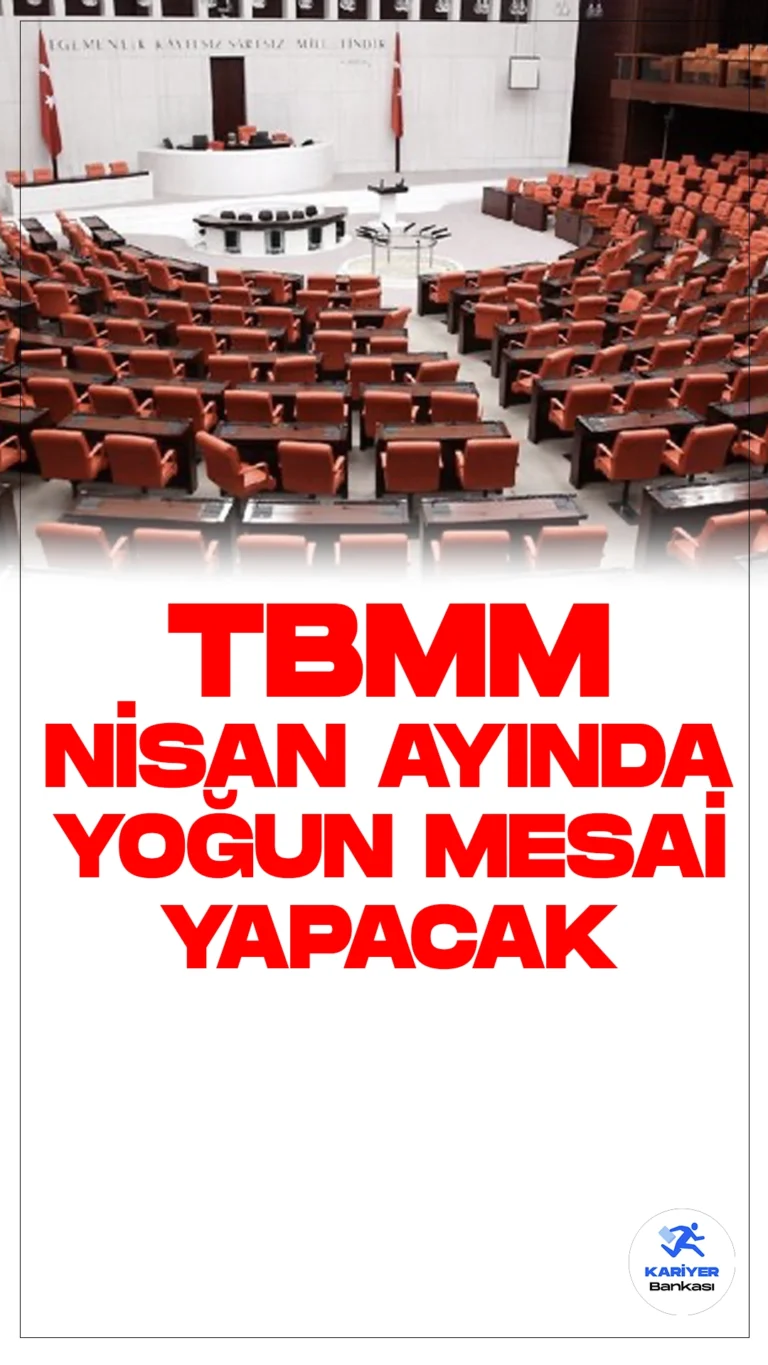 TBMM Nisan Ayında Yoğun Mesai Yapacak.TBMM'nin nisan ayında yoğun mesai yapacağı bildirildi. Enerji ve Turist Rehberliği Alanlarında Düzenlemeler İçeren İki Kanun Teklifi Genel Kurulun gündemine gelecek.