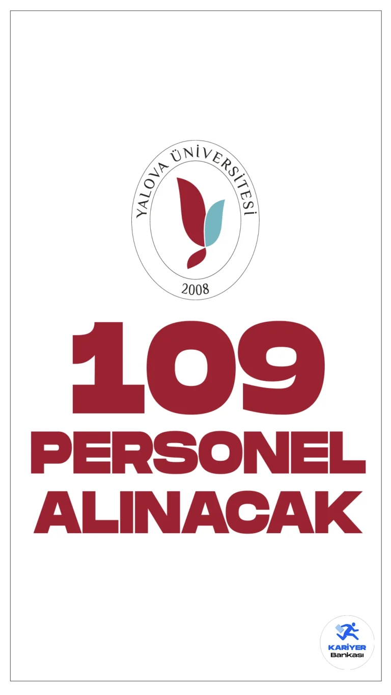 Yalova Üniversitesi 109 Personel Alımı Yapacak.Resmi Gazete'de yayımlanan duyuruya göre, Yalova Üniversitesine destek personeli (peyzaj, park/bahçe ve temizlik işleri, basit bakım, onarım), tekniker, teknisyen(inşaat, iklimlendirme ve soğutma, sıhhi tesisat, elektrik, ahşap ve metal), koruma ve güvenlik görevlisi, büro personeli ünvanlarında sözleşmeli personel alımı yapılacak. Başvurular 25 Mart itibarıyla alınacak. İşte şartlar ve kontenjan dağılımı...