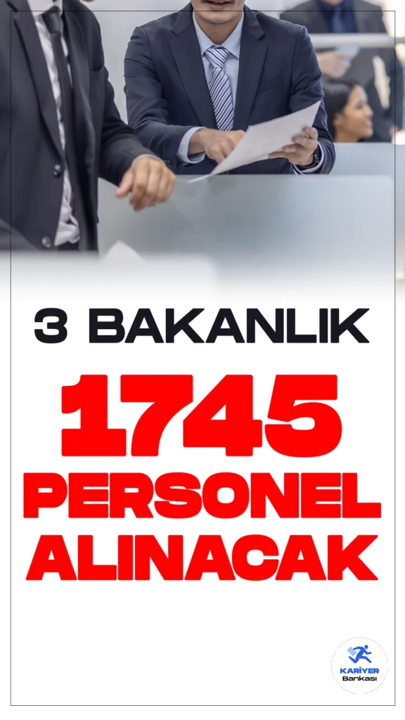 3 Bakanlık 1745 Personel Alımı Yapacak. Resmi Gazete’de ve Cumhurbaşkanlığı Strateji ve Bütçe Başkanlığı Kamu İlan sayfasında yayımlanan duyurulara göre, İçişleri Bakanlığı, Çevre, Şehircilik ve iklim Değişikliği Bakanlığı ve Dışişleri Bakanlığına bilişim personeli, büro personeli, mühendis(elektrik-elektronik, makine, bilgisayar, harita, yazılım, inşaat), avukat, teknisyen(sıhhi tesisat, klima, marangoz), destek personeli(şoför, temizlik görevlisi, aşçı, aşçı yardımcısı, kaloriferci, garson, koruma ve güvenlik görevlisi), tekniker(makine, inşaat, elektrik-elektronik), mimar, arşiv uzmanı, çağrı karşılama personeli, programcı, denetçi, uzman yardımcısı, mütercim, büro görevlisi, koruma ve güvenlik görevlisi, destek personeli(hizmetli), sözleşmeli personel alımı yapılacak. Kariyerbankasi.net olarak siz değerli ziyaretçilerimiz için başvurusu devam eden ve henüz başlamayan, personel alımlarına dair detaylara aşağıda yer verdik.