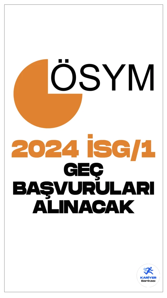 2024-İSG/1 Geç Başvuruları Alınacak. ÖSYM sayfasından yayımlanan duyuruya göre, İş Sağlığı ve Güvenliği Genel Müdürlüğü İş Yeri Hekimliği ve İş Güvenliği Uzmanlığı Sınavı (2024-İSG/1) için geç başvuruların bugün saat 23:59 kadar sürecek. Başvuru yapacak adayların başvuru kılavuzu dikkatle incelemesi gerekmektedir.