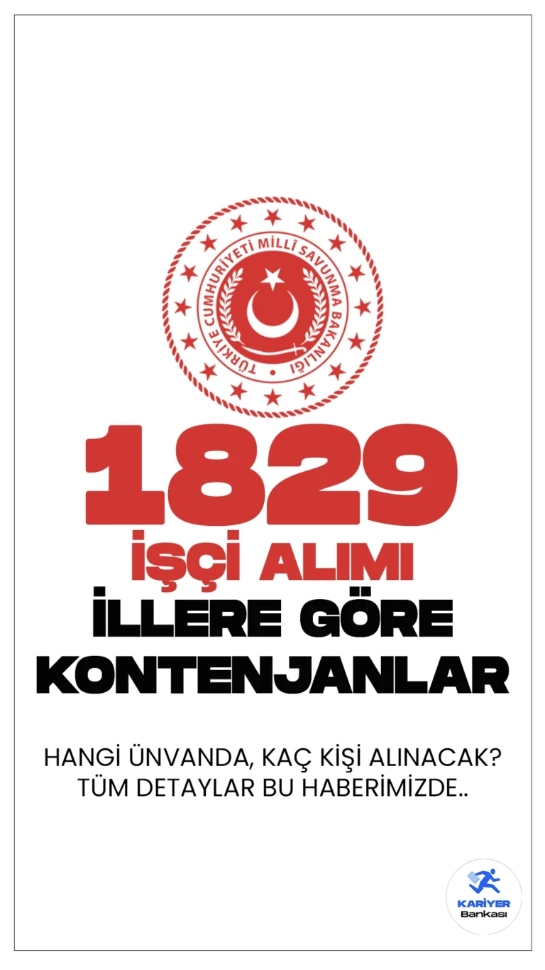 Milli Savunma Bakanlığı (MSB) işçi alımı başvuruları sürüyor. İllere göre kontenjan dağılımı ve başvuru bilgileri Kariyerbankasi.net'in bu haberinde.