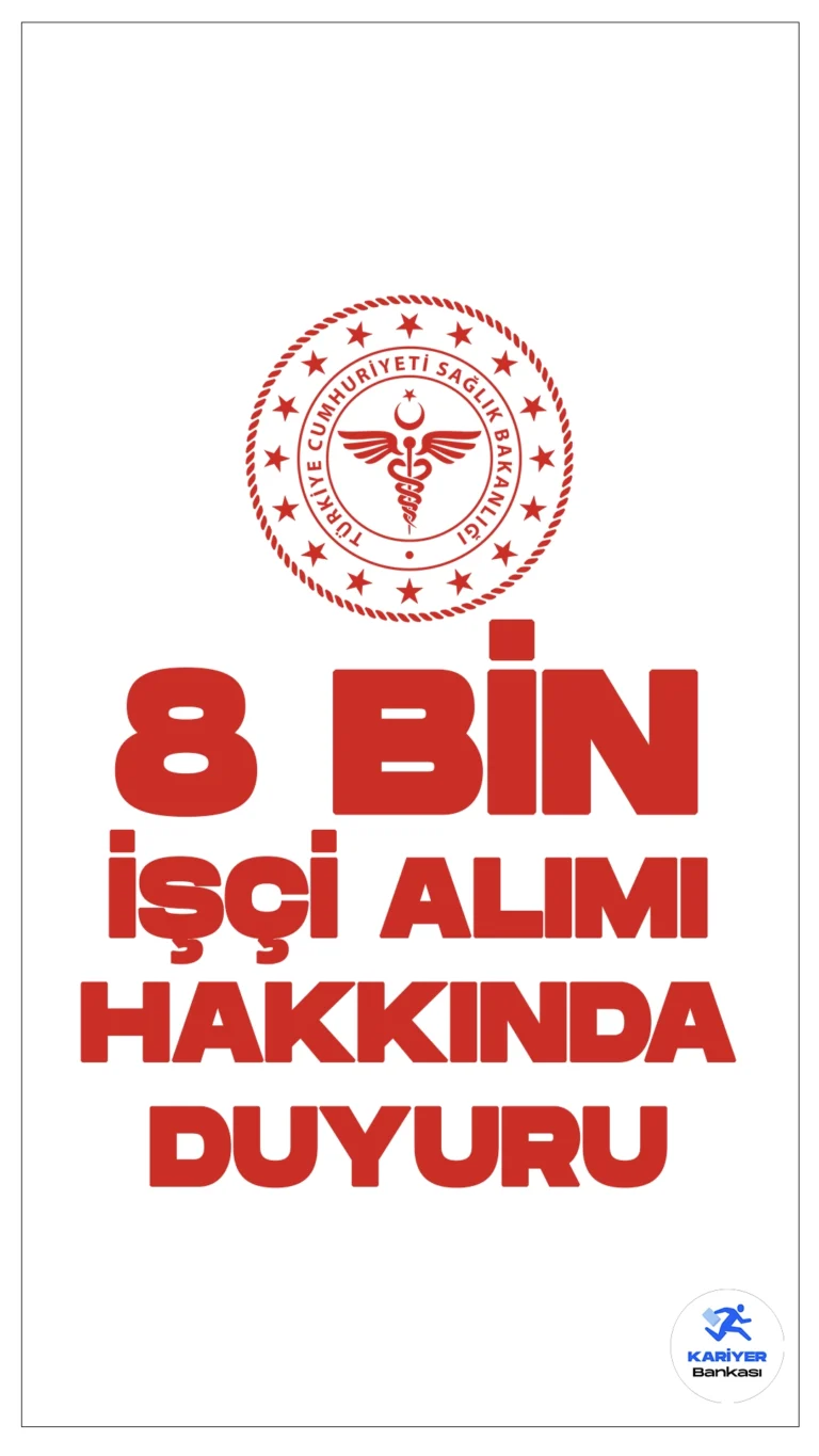 Sağlık Bakanlığı 8 Bin İşçi Alımı Hakkında Duyuru Yayımlandı. Sağlık Bakanlığı Yönetim Hizmetleri Genel Müdürlüğü sayfasından yayımlanan son dakika duyurusunda, Temizlik Görevlisi, Güvenlik Görevlisi (Silahsız), Elektrikçi (Genel), Bilgisayar Sistem Kurulum Bakım Onarım ve Arıza Giderme Elemanı, Marangoz, Isıtma ve Sıhhi Tesisatçı, Biyomedikal Cihaz Teknolojileri Servis Destek Elemanı, İnşaat Boyacısı/Boyacı, Klinik Destek Elemanı (Hastane), Oto Bakım Onarımcısı Otomotiv Mekanikçisi, Oto Elektrikçisi, Otomotiv Kaportacısı mesleklerinde çalıştırılmak üzere, 8.000 kadro için 03-04 Nisan 2024 tarihlerinde noter huzurunda kurası çekilmiş olan ve sonuçları açıklanan işçi alımının göreve başlama işlemleri hakkında duyuru yayımlandı.