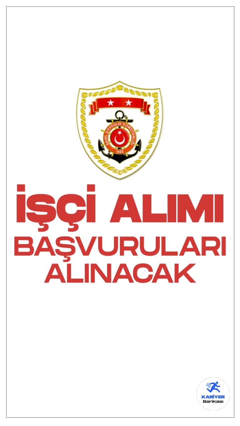 Sahil Güvenlik Komutanlığı 31 İşçi Alımı Başvuruları Alınacak.Cumhurbaşkanlığı SBB'de yayımlanan duyuruya göre, Sahil Güvenlik Komutanlığına bağlı, Sahil Güvenlik Akdeniz Onarım Destek Komutanlığına armadör işçisi, ısıtma ve sıhhi tesisat(boru tesisatçısı- gemi), elektrikçi(gemi), elektronik teknisyeni, hidrolikçi( gemi), izolasyoncu(gemi), kaynakçı, mekaniker-deniz motorları, tekne ustası(polyester), sac işçisi, soğutma ve iklimlendirme sistemleri teknisyeni, tesviyeci, tornacı(torna tezgahı operatörü) ünvanlarında sürekli işçi alınacak. Başvurular bugün(1 Nisan) itibarıyla İŞKUR üzerinden başladı.İşte şartlar ve kontenjanlar...